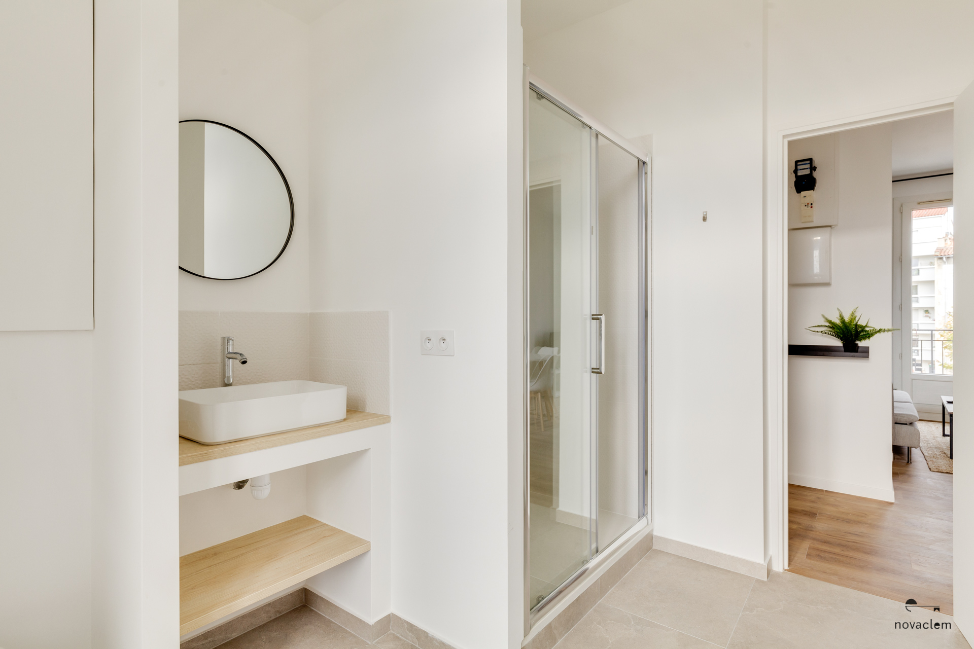 Novaclem - salle de douche après travaux T3 Locarno - Investissement Marseille