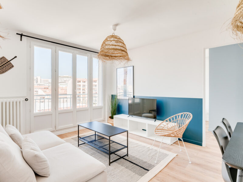 Novaclem - salon T4 Fornier - après travaux - Investissement Marseille