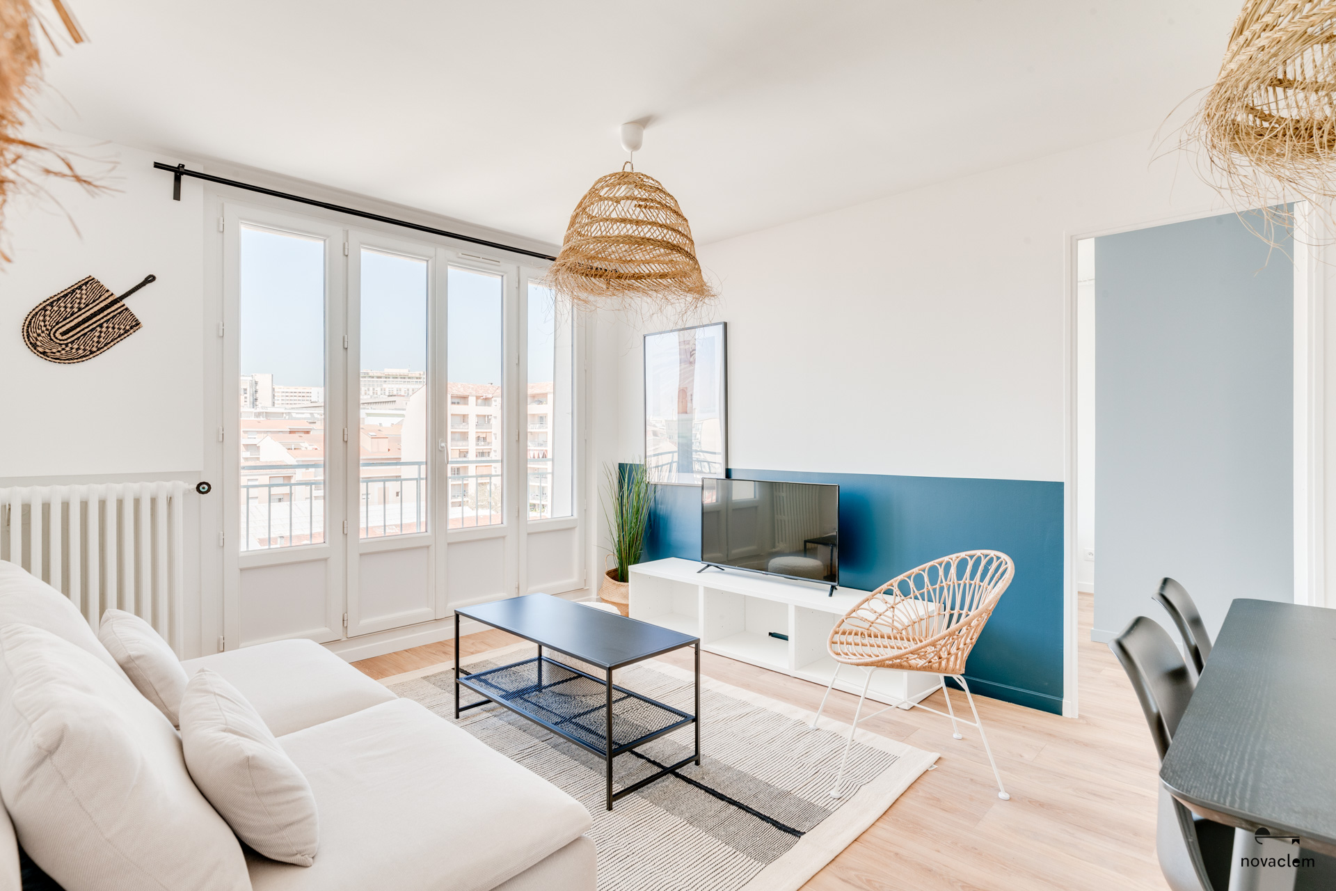 Novaclem - salon T4 Fornier - après travaux - Investissement Marseille