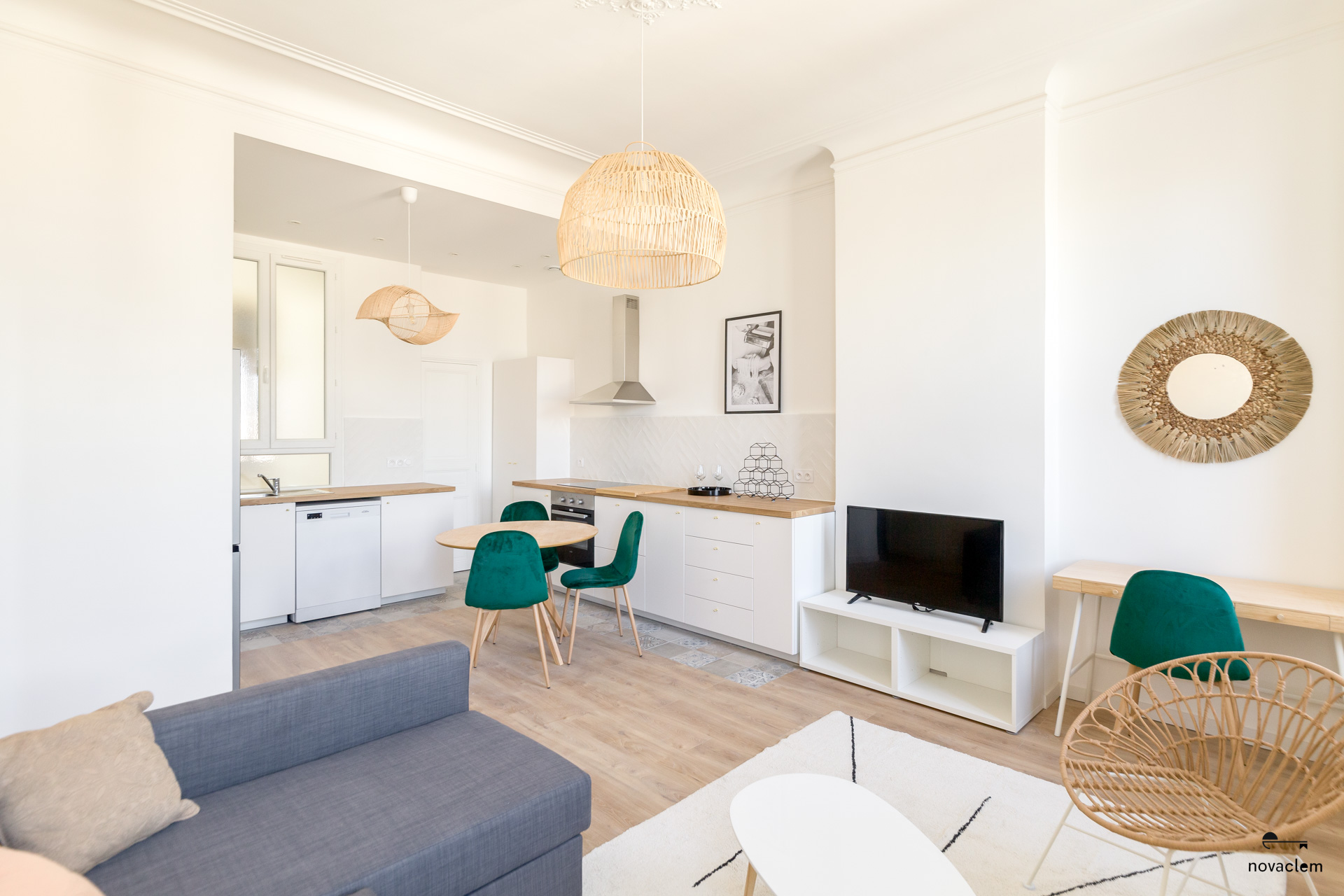 Novaclem - salon 1 T2 Breteuil - après travaux - Investissement Marseille